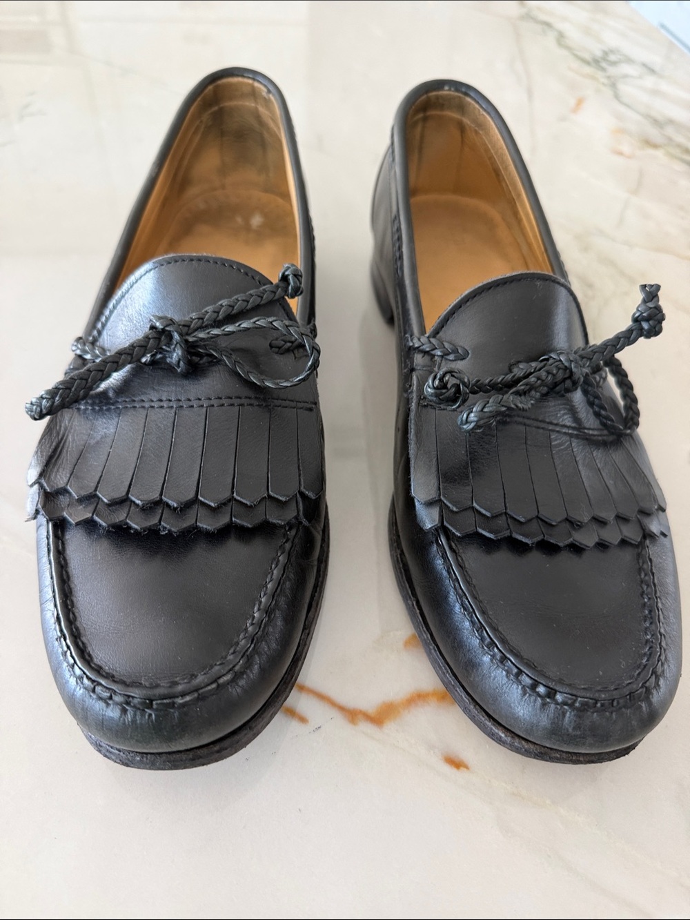 Allen Edmonds Black Leather Kiltie Tassel Loafers
